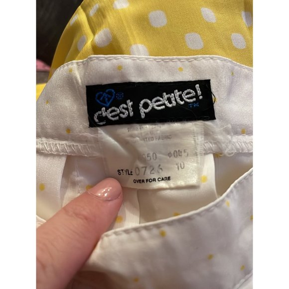 Cest Petite Midi Yellow and White Skirt Size: Small - Picture 3 of 3